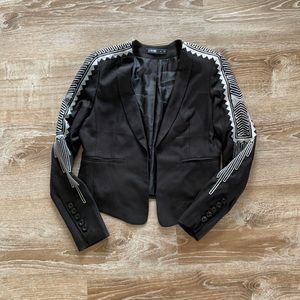 Black blazer jacket with embroidered detail